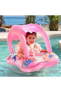 Gölgelikli bebek yüzme simidi oturaklı bebek yüzme simidi ürün fotoğrafı