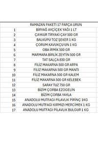Ramazan paketi kumanya yardım gıda erzak kolisi lüks paket 17 parça ürün ürün fotoğrafı