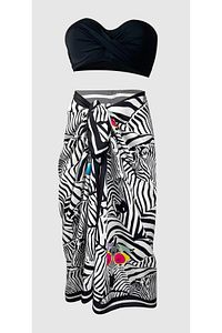 Lana- Gözlüklü Zebra Desen Pareo Iç Göstermeyen Parlak Kumaş-95cm*145cm ürün fotoğrafı