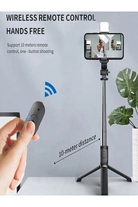 Led Işıklı Tripod Standı, Kablosuz, youtube Bluetooth Uzaktan Kumandalı, Selfie Çubuğu ürün fotoğrafı