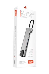 Macbook Pro Air Type-c Hub Dönüştürücü Hdmi Usb Micro Sd Çevirici Çoklayıcı 8 Girişli Hb08 ürün fotoğrafı