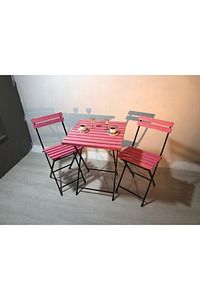 Mobilya Bahçe Balkon Masa Sandalye Takımı Katlanır Masa Sandalye Pembe ürün fotoğrafı