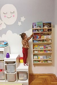 Montessori Kitaplık Çocuk Odası Eğitici Kitaplık Bebek Odası Ahşap Duvar Rafı 120x60 Cm ürün fotoğrafı