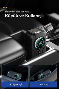 4'ü 1 Arada Şarjlı Akü Ateşleyici Lastik Şişirici Powerbank Led Işık 150psi Yüksek Basınçlı ürün fotoğrafı