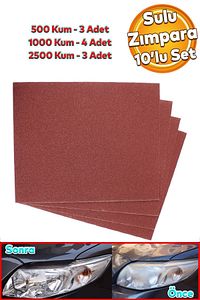 Far Temizleme Ince Kalın Kağıt El Su Zımparası Kağıdı Araç Parlatma Set 500-1000-2500 Kum 10 Adet ürün fotoğrafı