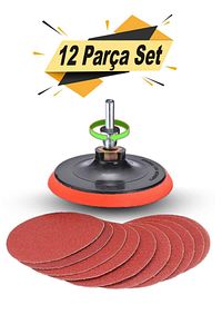 Cırt Zımpara Seti + Matkap Aparatı + 115 Mm Taban (12 Parça Set) ürün fotoğrafı