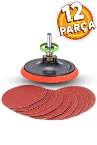 Cırt Zımpara Seti + Matkap Aparatı + 115 Mm Taban (12 Parça Set) ürün fotoğrafı