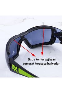 İş Güvenlik Gözlüğü Buğulanmaz Lazer UV Koruyucu Toz Korumalı Gözlük Silikon Kulaklık Füme ürün fotoğrafı