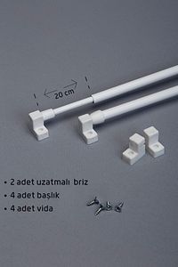 50 - 70 Cm Ayarlanabilir Briz Çubuğu 2 Adet Alüminyum Perde Borusu 4 Adet Başlık ürün fotoğrafı