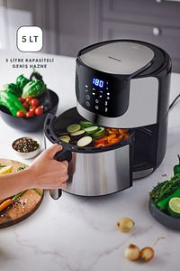 Airfryday 2502H 8 Farklı Program, 5 Litre Dokunmatik Ekranlı Fritöz Inox ürün fotoğrafı