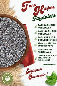 Yörem Afyon Meşhur Afyonkarahisar Glütensiz Yeni Mahsul Kavrulmamış Mavi Tane Haşhaş | 100gr. ürün fotoğrafı