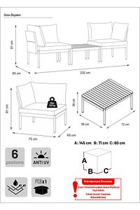 Mini Multilounge Bahçe Balkon Mobilyası, Şezlong ürün fotoğrafı