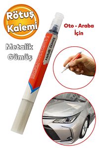Araç Oto Rötuş Kalemi 5 ml Kaporta Tampon Çizik Giderici Fırça Metalik Gümüş Renk Boya Kalemi ürün fotoğrafı