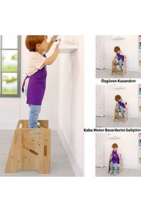 Çocuk / Yetişkin Montessori Ahşap Basamak, Yükseltici, Tabure ürün fotoğrafı