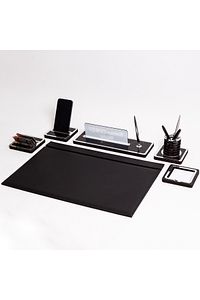Mermer Desenli Ahşap Sümen Takımı Masa İsimlik Deri Sümen Seti Gümüş ürün fotoğrafı
