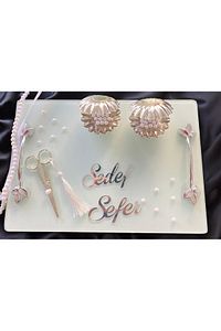 İnci Söz Nişan Tepsi Seti  İncili Damat Kahve Tepsisi İncili Söz  Nişan Kurdelesi İnci Kız İsteme ürün fotoğrafı
