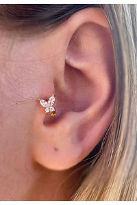 Cerrahi Çelik Kelebek Halka Tragus Rook Kıkırdak Piercingi ürün fotoğrafı