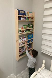 Montessori Kitaplık Çocuk Odası Eğitici Kitaplık Bebek Odası Ahşap Duvar Rafı 120x60 Cm ürün fotoğrafı