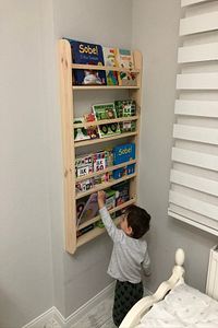 Montessori Kitaplık Çocuk Odası Eğitici Kitaplık Bebek Odası Ahşap Duvar Rafı 120x60 Cm ürün fotoğrafı
