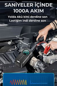4'ü 1 Arada Şarjlı Akü Ateşleyici Lastik Şişirici Powerbank Led Işık 150psi Yüksek Basınçlı ürün fotoğrafı