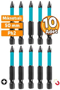 10 Adet Mıknatıslı Yıldız Bits Uç Ph2 50 mm S2 Çeliği Vidalama Sökme Ucu 5 Cm Matkap Bits Ucu ürün fotoğrafı