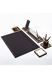 Mermer Desenli Ahşap Sümen Takımı Masa İsimliği Deri Sümen Seti ürün fotoğrafı