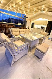 Eren Rattan Puflu Bahçe Balkon Takımı 3+1+1 Gri ürün fotoğrafı