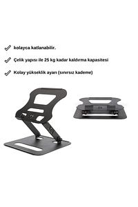 Basic-3 Tüm Modellerle Uyumlu Dayanıklı Kolay Ayarlanır Paslanmaz Çelik Ergonomik Laptop Standı ürün fotoğrafı