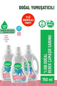 %100 Doğal Bebek Çamaşır Sabunu Kendinden Yumuşatıcılı Bitkisel Deterjan Konsantre 750 ml X3 Adet ürün fotoğrafı