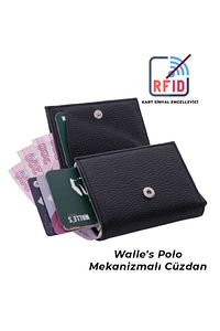 Dark Deri Otomatik Mekanizmalı Rfid Korumalı Çıtçıtlı Unisex Para & Kartlıklı Cüzdan ürün fotoğrafı