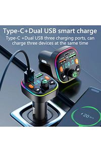 Bluetooth Araç Kiti Araç Fm Transmitter USB Type-C SD Kart MP3 PD Flash Için Uygun Çakmaklık Girişli ürün fotoğrafı