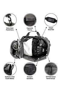 Elite Duffel Bag Silindir Spor Çanta Siyah 28 L ürün fotoğrafı