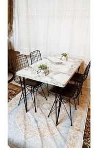 Yemek Masası Mutfak Masa 4 Kişilik Tel Sandalye Yeni Model Sandalye 70/110 Masa Ve 4 Adet Sandalya ürün fotoğrafı