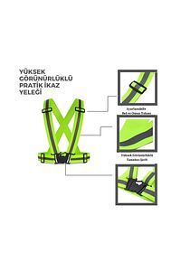 Yüksek Görünürlüklü Reflektörlü Klipsli Ayarlanabilir Fosforlu Pratik Motorcu Ikaz Yeleği ürün fotoğrafı