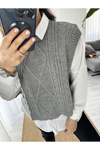 Yandan Bağlamalı Saç Örgü Süveter ürün fotoğrafı