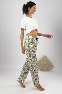 Kadın Pijama Altı Kurdeleli Yeşil Yapraklı Horoz Desenli ürün fotoğrafı
