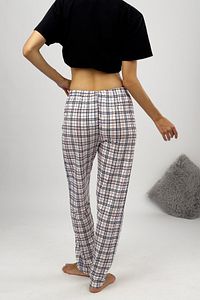 Kadın Pijama Altı Kurdeleli Kırmızı Şerit Beyaz Kare ürün fotoğrafı