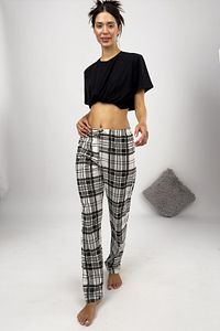 Kadın Pijama Altı Kurdeleli Beyaz Siyah Kare ürün fotoğrafı
