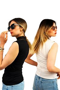 Kadın Sıfır Kol Yarım Balıkçı Yaka Body Karışık Renk 2 Adet ürün fotoğrafı