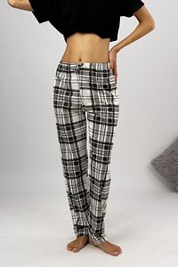 Kadın Pijama Altı Kurdeleli Beyaz Siyah Kare ürün fotoğrafı