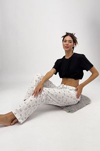 Kadın Pijama Altı Kurdeleli Beyaz Çöp Adam ürün fotoğrafı