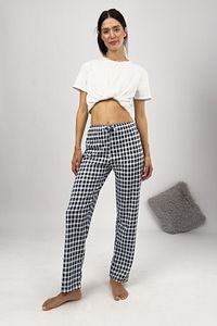 Kadın Pijama Altı Kurdeleli Ekose Lacivert Beyaz Kare Büyük Beden ürün fotoğrafı