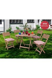 Ahşap Masa Sandalye Seti 5’li Set (katlanabilir) ürün fotoğrafı