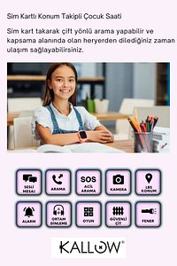 Z10 Sim Kart Girişli Akıllı Çocuk Takip Saati Uzaktan Dinleme Özellikli Türkçe Menü Mor Btk ürün fotoğrafı