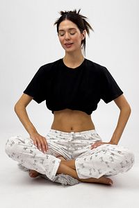Kadın Pijama Altı Kurdeleli Beyaz Çöp Adam ürün fotoğrafı
