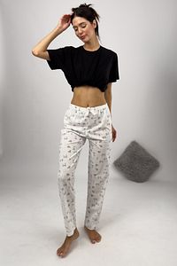 Kadın Pijama Altı Kurdeleli Beyaz Çöp Adam ürün fotoğrafı