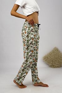 Kadın Pijama Altı Kurdeleli Yeşil Yapraklı Horoz Desenli ürün fotoğrafı