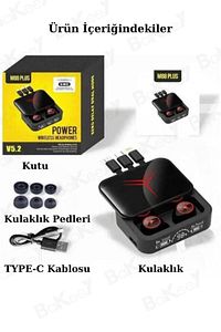 M88 Plus Powerbank Özellikli Göstergeli Hd Mikrofon Kablosuz Bluetooth Kulaklık ürün fotoğrafı