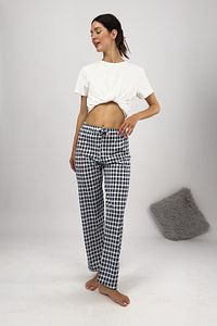 Kadın Pijama Altı Kurdeleli Ekose Lacivert Beyaz Kare Büyük Beden ürün fotoğrafı