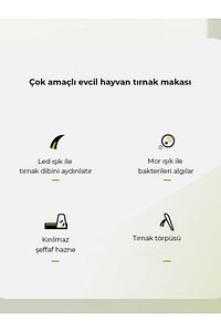 Kedi Tırnak Makası, Lazer Işını ile Tırnak İçi Damarlarını Görme, UV Işını İle Bakterileri Görme ürün fotoğrafı